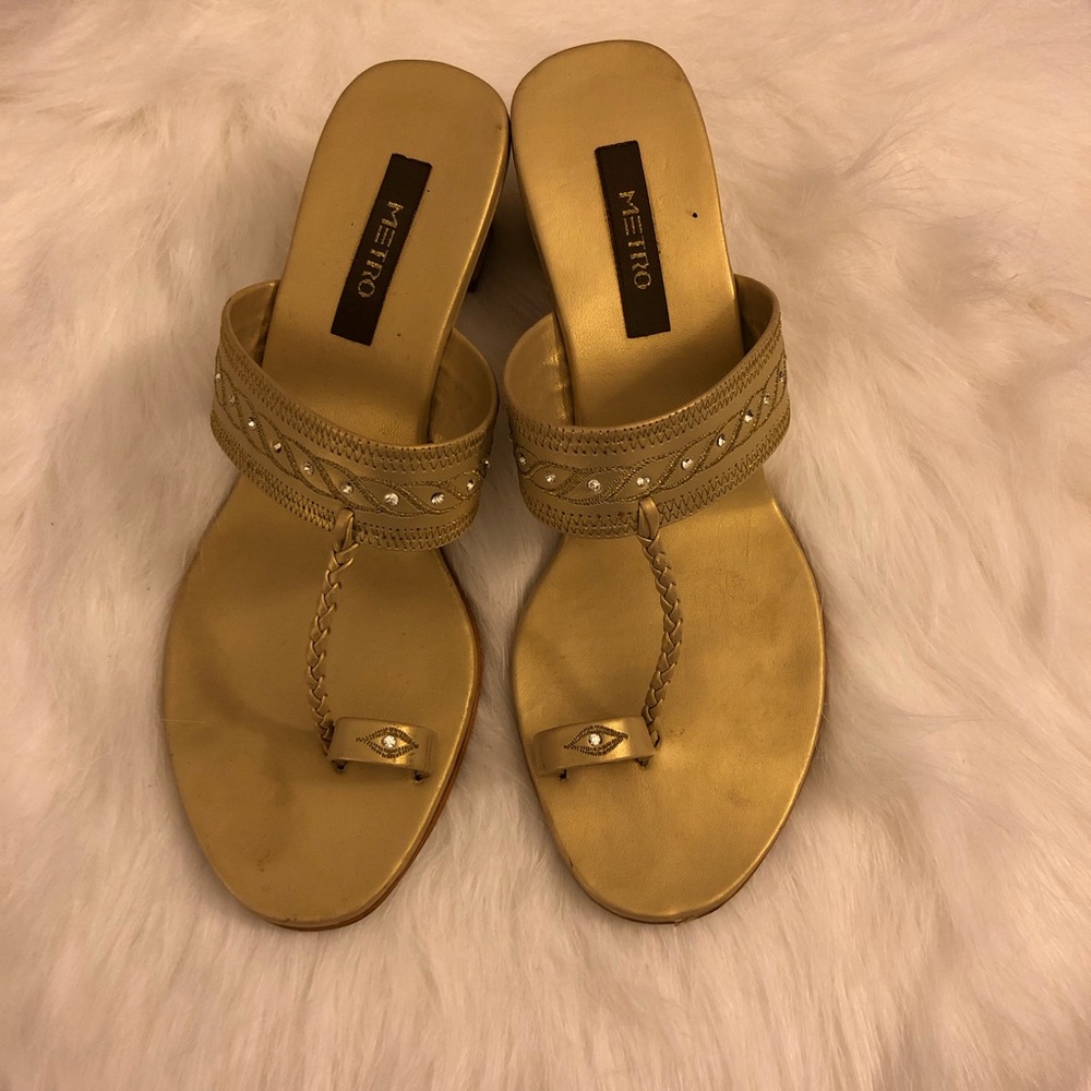 GOLD METALLIC EVIL EYE 👁 SANDALS